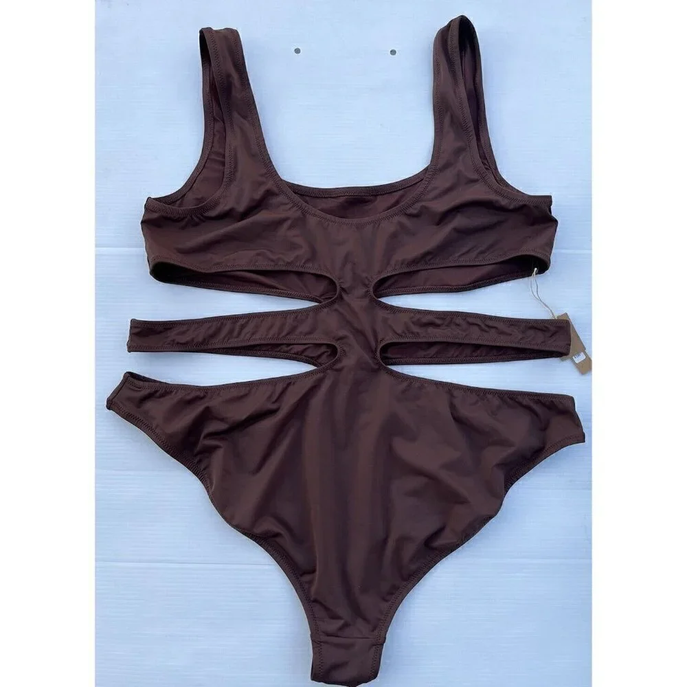 NWT SKIMS Plus Kim K Swim Wear Monokini Swimsuit Cocoa 3X (SW-MKN-0013)